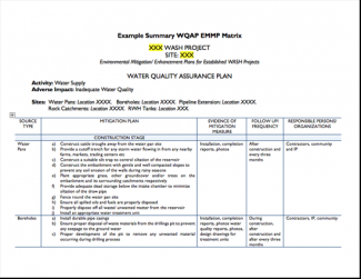 Example Water Supply Environmental Mitigation and Monitoring Plan (EMMP)